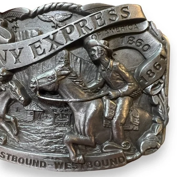 Vintage Dart Pony Express Collector’s Edition Pewter Belt Buckle - Picture 6 of 12